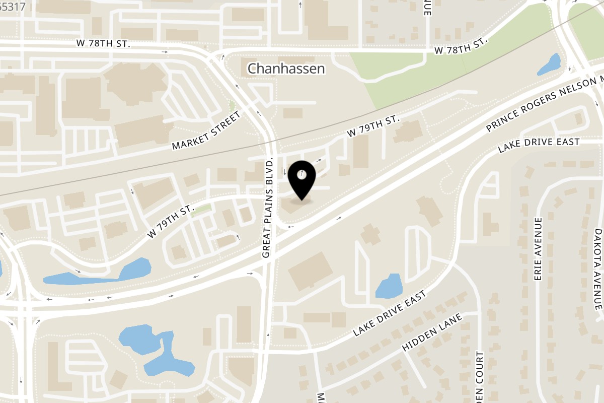 Map showing the location of Tazā on 7905 Great Plains Blvd Ste 130 in Chanhassen